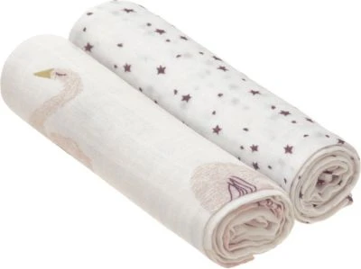 LÄSSIG Lässig Mulltuch/Einschlagdecke Little Water Swan Purple, 120 X 120 Cm, 2 Stück 3 LÄSSIG Lässig Mulltuch/Einschlagdecke Little Water Swan Purple, 120 X 120 Cm, 2 Stück