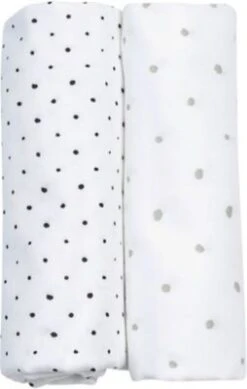 Motherhood 2 Stück Spucktücher Aus BIO Baumwolle 85x85cm - Kleckse Grau Und Schwarz