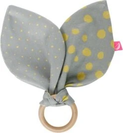 Motherhood Beissring Aus Holz Mit Baumwollblätter - Kleckse Gelb