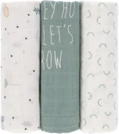 LÄSSIG Lässig Mulltuch/Spucktuch Garden Explorer Tractor Green, 80 X 80 Cm, 3 Stück