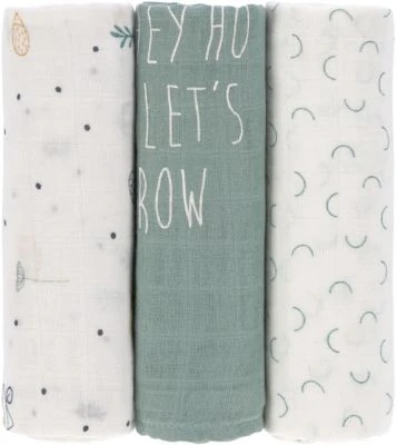 LÄSSIG Lässig Mulltuch/Spucktuch Garden Explorer Tractor Green, 80 X 80 Cm, 3 Stück 3 LÄSSIG Lässig Mulltuch/Spucktuch Garden Explorer Tractor Green, 80 X 80 Cm, 3 Stück