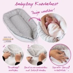 Babybay Kuschelnest, Perlgrau Sterne Weiß -Baby Lieferungen Geschäft 14735401 05