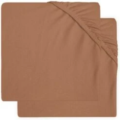 Jollein Spannbettlaken Jersey, 75 X 95 Cm, Caramel, 2er Set