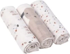 LÄSSIG Lässig Mulltuch/Spucktuch Tiny Farmer Punkte, 80 X 80 Cm, 3 Stück