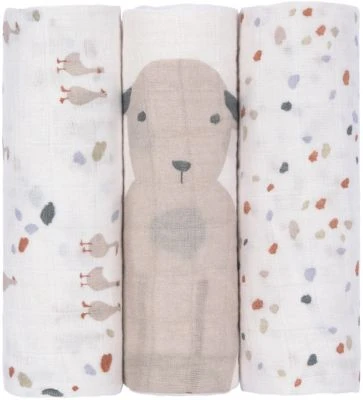 LÄSSIG Lässig Mulltuch/Spucktuch Tiny Farmer Punkte, 80 X 80 Cm, 3 Stück 4 LÄSSIG Lässig Mulltuch/Spucktuch Tiny Farmer Punkte, 80 X 80 Cm, 3 Stück – Bild 2