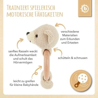 Bieco Greifling Holz Natur Baby Beißring Gehäkelt Rassel Ø 8cm Greifring Zahnungshilfe Greiflinge 6 Bieco Greifling Holz Natur Baby Beißring Gehäkelt Rassel Ø 8cm Greifring Zahnungshilfe Greiflinge – Bild 4