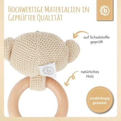 Bieco Greifling Holz Natur Baby Beißring Gehäkelt Rassel Ø 8cm Greifring Zahnungshilfe Greiflinge 7 Bieco Greifling Holz Natur Baby Beißring Gehäkelt Rassel Ø 8cm Greifring Zahnungshilfe Greiflinge – Bild 5