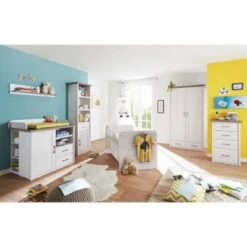 LOMADO® Babymöbel Komplettset LUND-78 In Pinie Weiß Nb./Trüffel Eiche Nb., Landhaus Design