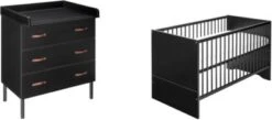 Schardt Spar-Set Melody - Wickelkommode Mit Kinderbett, Black, 2tlg.