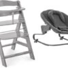 Hauck Hochstuhl Alpha+B, Grey + Bouncer Premium Newborn Set, Jersey Charcoal