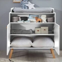 LOMADO® Babymöbel Set 2-tlg. Mit Abnehmbarem Wickelaufsatz MANISA-19 In Weiß Mit Absetzungen In Buche Massiv -Baby Lieferungen Geschäft 22410503 04