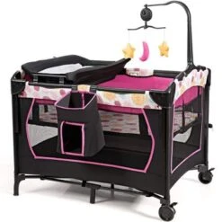 COSTWAY® Reisebett Mit Wickeltisch Rollbar Klappbar -Baby Lieferungen Geschäft 23111774 05