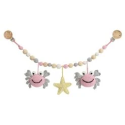 SindiBaba® Kinderwagenkette Krabbbe PINCER Gehäkelt Mit Rasseln