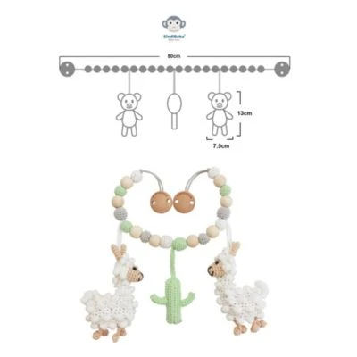 SindiBaba® Kinderwagenkette Lama LUKE Gehäkelt Mit Rasseln 5 SindiBaba® Kinderwagenkette Lama LUKE Gehäkelt Mit Rasseln – Bild 4