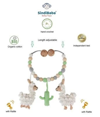 SindiBaba® Kinderwagenkette Lama LUKE Gehäkelt Mit Rasseln 6 SindiBaba® Kinderwagenkette Lama LUKE Gehäkelt Mit Rasseln – Bild 5