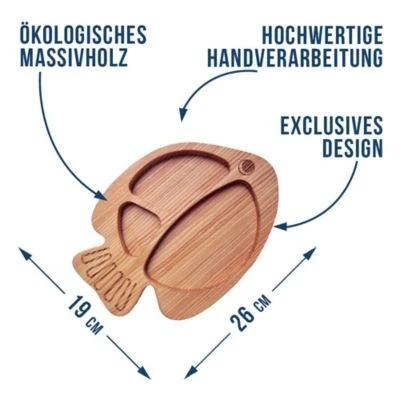 LELEKKA® Kinder Holzteller Fischy Aus Naturbelassenem Eschenholz 4 LELEKKA® Kinder Holzteller Fischy Aus Naturbelassenem Eschenholz – Bild 2