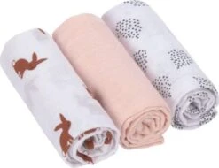 LÄSSIG Lässig Mulltuch/Spucktuch Little Forest Rabbit, 60 X 60 Cm, 3 Stück