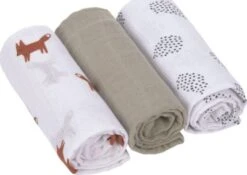 LÄSSIG Lässig Mulltuch/Spucktuch Little Forest Fox, 60 X 60 Cm, 3 Stück