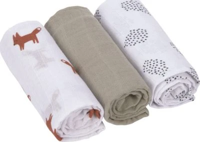 LÄSSIG Lässig Mulltuch/Spucktuch Little Forest Fox, 60 X 60 Cm, 3 Stück 3 LÄSSIG Lässig Mulltuch/Spucktuch Little Forest Fox, 60 X 60 Cm, 3 Stück