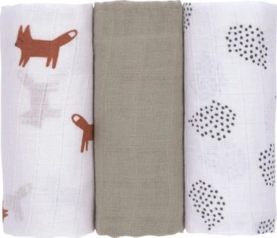 LÄSSIG Lässig Mulltuch/Spucktuch Little Forest Fox, 60 X 60 Cm, 3 Stück 4 LÄSSIG Lässig Mulltuch/Spucktuch Little Forest Fox, 60 X 60 Cm, 3 Stück – Bild 2