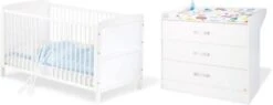 Pinolino Kinderzimmer 2-tlg. VIKTORIA Groß - Kinderbett & Wickelkommode, Weiß