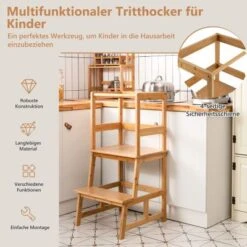 COSTWAY® Lerntower Bambus 2 Stufen Lernturm -Baby Lieferungen Geschäft 25695215 03