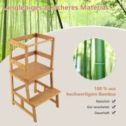 COSTWAY® Lerntower Bambus 2 Stufen Lernturm -Baby Lieferungen Geschäft 25695215 04