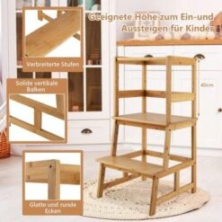 COSTWAY® Lerntower Bambus 2 Stufen Lernturm -Baby Lieferungen Geschäft 25695215 06