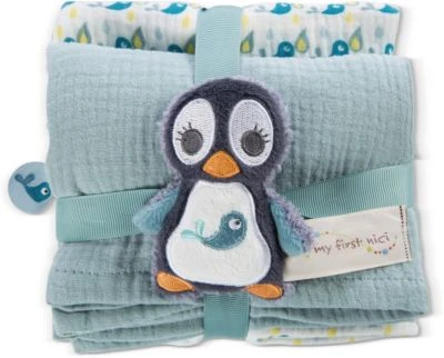 NICI Mulltuch 2er-Set 60x60 Cm Mit Greifling Pinguin Watschili (48048) 3 NICI Mulltuch 2er-Set 60x60 Cm Mit Greifling Pinguin Watschili (48048)