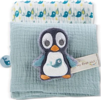 NICI Mulltuch 2er-Set 60x60 Cm Mit Greifling Pinguin Watschili (48048) 4 NICI Mulltuch 2er-Set 60x60 Cm Mit Greifling Pinguin Watschili (48048) – Bild 2