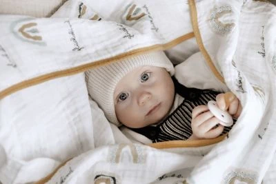 Mama Poppins Germany Premium Musselin Decke Mit "Glückskind" Schriftzug 120x120 Cm 4 Mama Poppins Germany Premium Musselin Decke Mit "Glückskind" Schriftzug 120x120 Cm – Bild 2