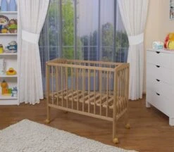 Waldin Baby Beistellbett, Matratze, Stoffset, Buche Massiv, Verstellbar Natur Unbehandelt -Baby Lieferungen Geschäft 26453779 04