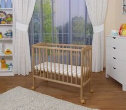 Waldin Baby Beistellbett, Matratze, Stoffset, Buche Massiv, Verstellbar Natur Unbehandelt -Baby Lieferungen Geschäft 26453779 05