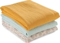 Hauck Mulltücher 3-tlg. Cuddle N Clean, Honey/mint/leo Natural