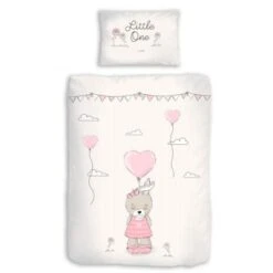 MTOnlinehandel Kinder-Bettwäsche Mädchen Hase Little One, Biber, Rosa 100 X 135 Cm + 40 X 60 Cm