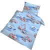 MTOnlinehandel Kinder-Bettwäsche Jungen Polizei & Feuerwehr Fahrzeuge, Biber, Blau 100 X 135 Cm + 40 X 60 Cm -Baby Lieferungen Geschäft 27449376 01