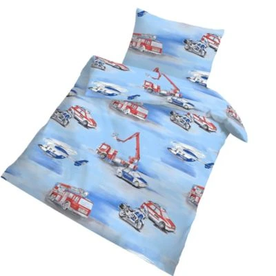 MTOnlinehandel Kinder-Bettwäsche Jungen Polizei & Feuerwehr Fahrzeuge, Biber, Blau 100 X 135 Cm + 40 X 60 Cm 3 MTOnlinehandel Kinder-Bettwäsche Jungen Polizei & Feuerwehr Fahrzeuge, Biber, Blau 100 X 135 Cm + 40 X 60 Cm