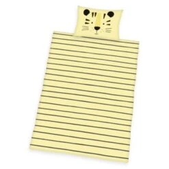 MTOnlinehandel Kinder-Bettwäsche Jungen Und Mädchen Tiger, Renforcé, 100 X 135 Cm + 40 X 60 Cm