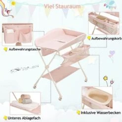 COSTWAY® Wickeltisch Klappbar Mit Wasserbecken & Rädern Wickelkommode -Baby Lieferungen Geschäft 28393584 04