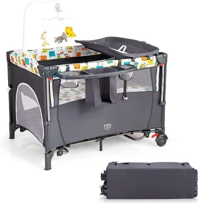 COSTWAY® Reisebett 5 In 1 Mit Wickeltisch & Spielzeug & Musikbox 3 COSTWAY® Reisebett 5 In 1 Mit Wickeltisch & Spielzeug & Musikbox