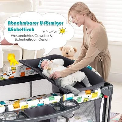 COSTWAY® Reisebett 5 In 1 Mit Wickeltisch & Spielzeug & Musikbox 4 COSTWAY® Reisebett 5 In 1 Mit Wickeltisch & Spielzeug & Musikbox – Bild 2