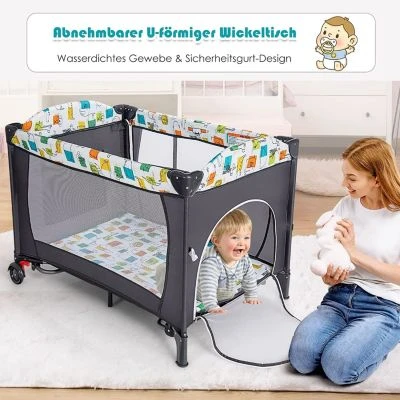 COSTWAY® Reisebett 5 In 1 Mit Wickeltisch & Spielzeug & Musikbox 8 COSTWAY® Reisebett 5 In 1 Mit Wickeltisch & Spielzeug & Musikbox – Bild 6