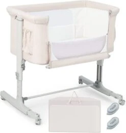 COSTWAY® Beistellbett Babywiege Inkl. Matratze Reisebett Höhenverstellbar