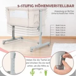 COSTWAY® Beistellbett Babywiege Inkl. Matratze Reisebett Höhenverstellbar -Baby Lieferungen Geschäft 28426823 03