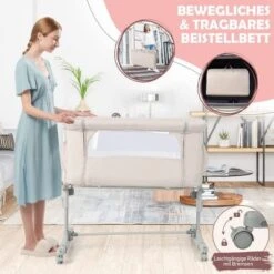 COSTWAY® Beistellbett Babywiege Inkl. Matratze Reisebett Höhenverstellbar -Baby Lieferungen Geschäft 28426823 05