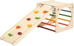 KateHaa Kletterwürfel Mit Kletterwand Aus Holz - Regenbogen