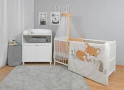 Urra Komplettbett 70 X 140 Cm, Fuchs Und Igel, Kiefer Weiß/gebeizt -Baby Lieferungen Geschäft 29485057 02