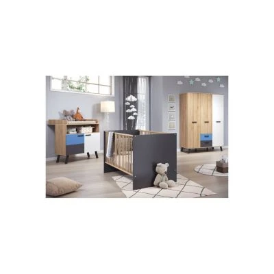LOMADO® Babyzimmermöbel MANISA-19 Mit Fronten In Weiß, Graphit Und Bianco Buche Nb. + Wahlweise Blau Oder Rosa 3 LOMADO® Babyzimmermöbel MANISA-19 Mit Fronten In Weiß, Graphit Und Bianco Buche Nb. + Wahlweise Blau Oder Rosa