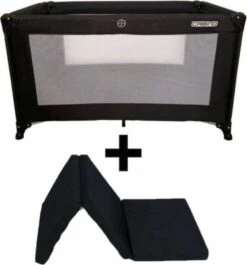 CABINO Babybett Campingbett Reisebett Campingbett / Reisebett Set Inklusive Bequemer Matratze 60x120cm Schwarz