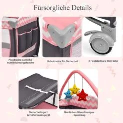 COSTWAY® 3-in-1 Reisebett Mit Matratze & Spielzeugstange -Baby Lieferungen Geschäft 30417030 03
